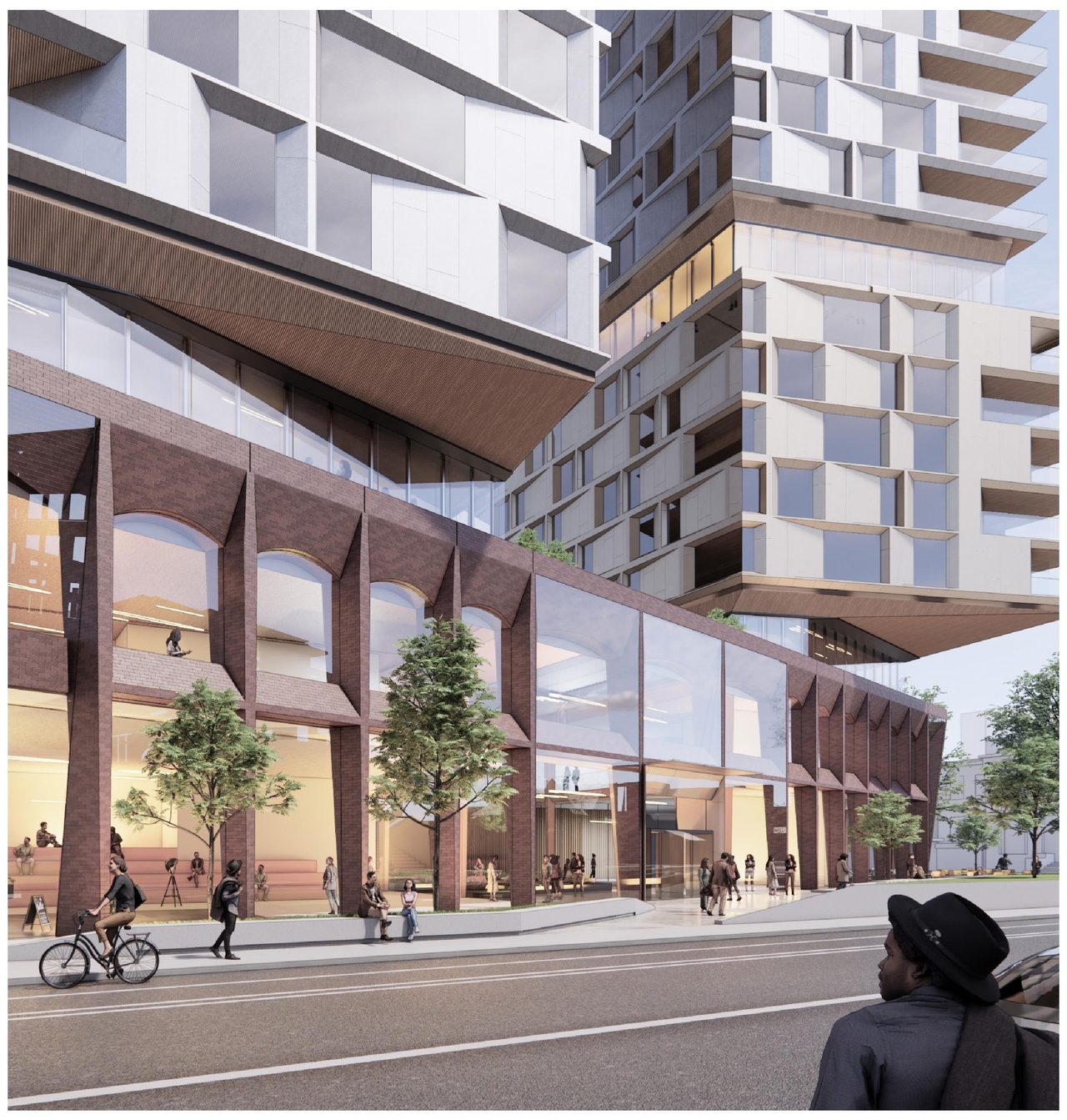 Rendering of building from page 7 of the file '2025-09-03 - SDRP Design Brief - Package 3 - D01-01-20-0019'