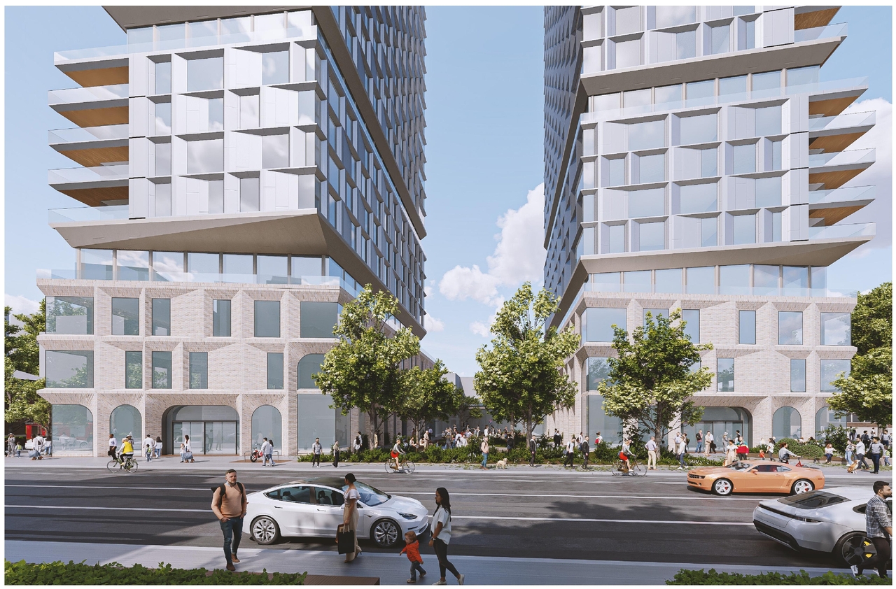 Rendering of building from page 9 of the file '2025-09-03 - SDRP Design Brief - Package 3 - D01-01-20-0019'