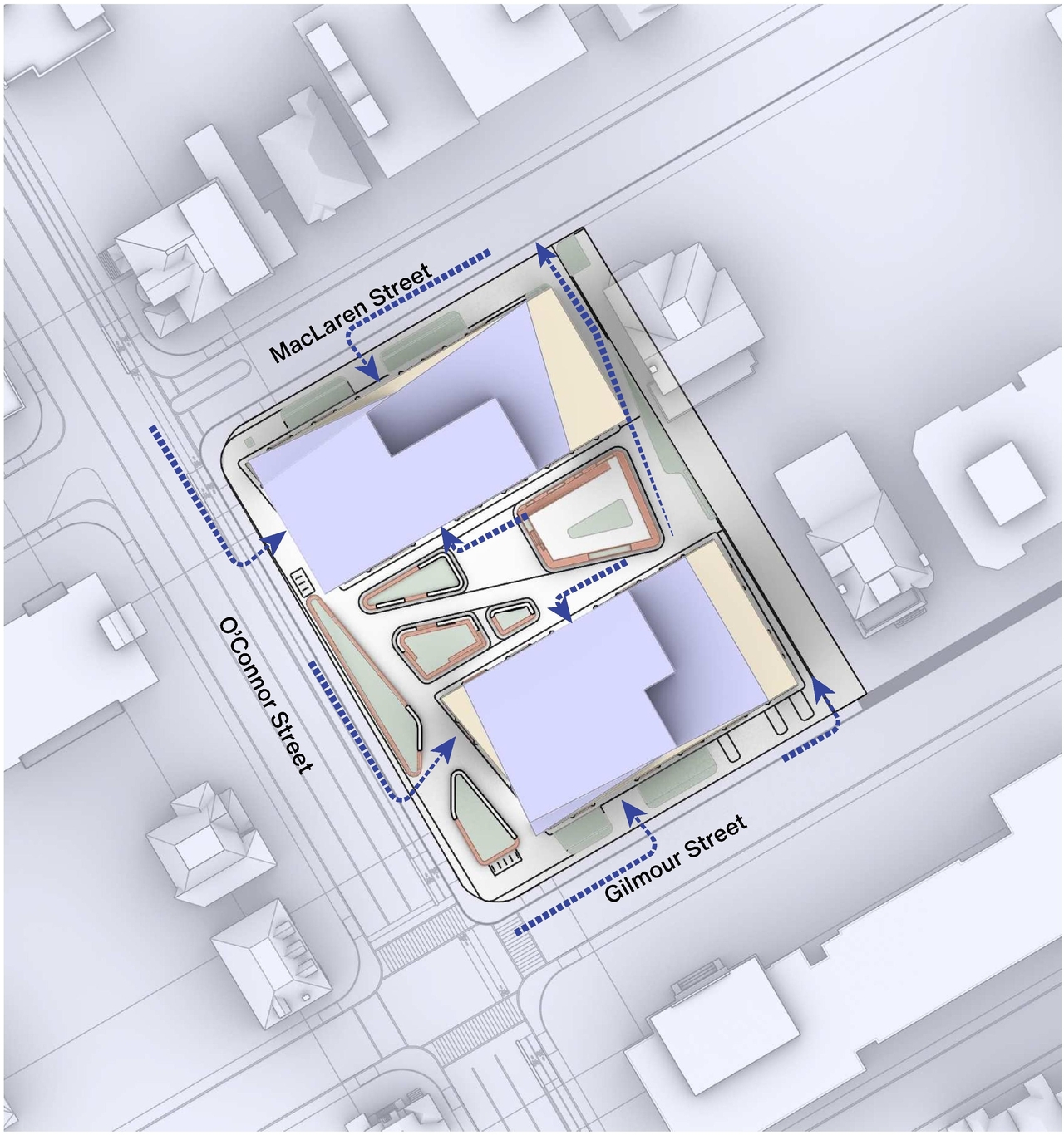 Construction site plan for project from page 19 of the file '2025-09-03 - SDRP Design Brief - Package 3 - D01-01-20-0019'