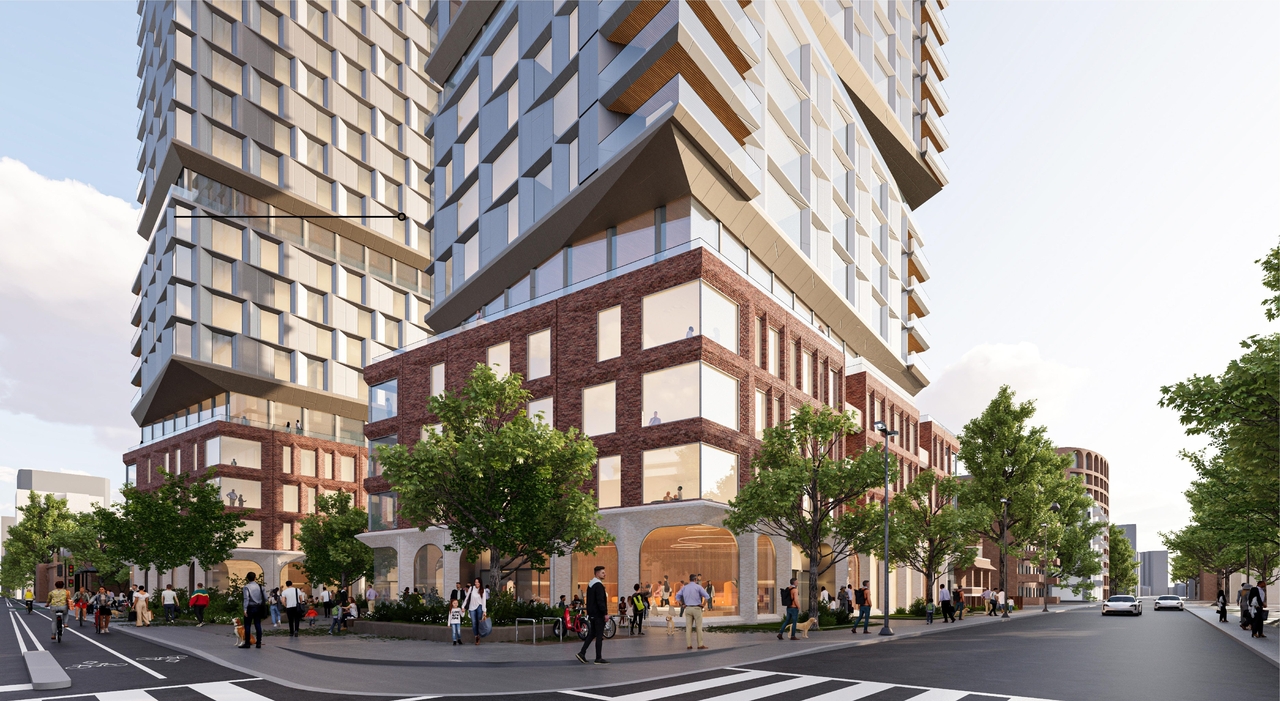 Rendering of building from page 21 of the file '2025-09-03 - SDRP Design Brief - Package 3 - D01-01-20-0019'