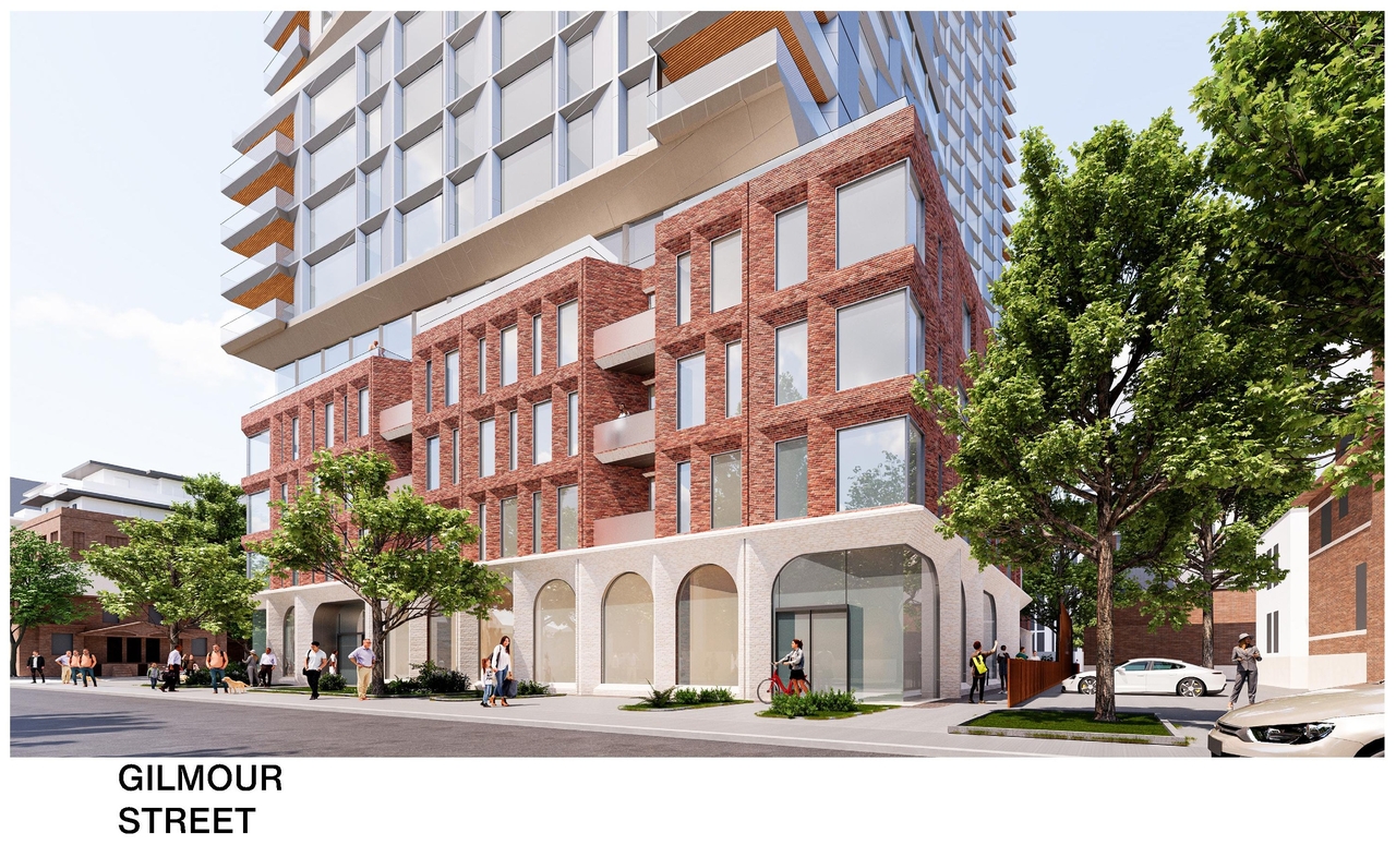 Rendering of building from page 24 of the file '2025-09-03 - SDRP Design Brief - Package 3 - D01-01-20-0019'