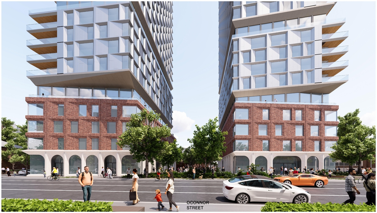 Rendering of building from page 42 of the file '2025-09-03 - SDRP Design Brief - Package 3 - D01-01-20-0019'