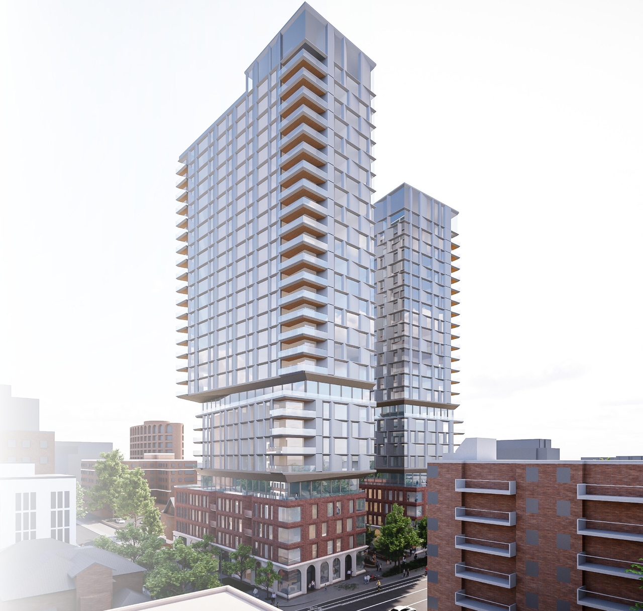 Rendering of building from page 44 of the file '2025-09-03 - SDRP Design Brief - Package 3 - D01-01-20-0019'
