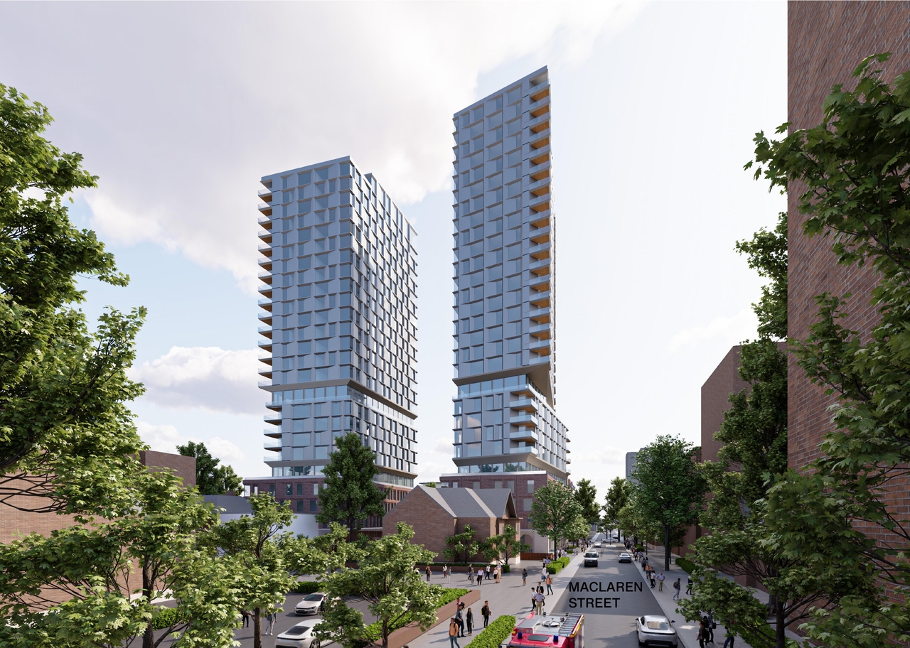 Rendering of building from page 45 of the file '2025-09-03 - SDRP Design Brief - Package 3 - D01-01-20-0019'