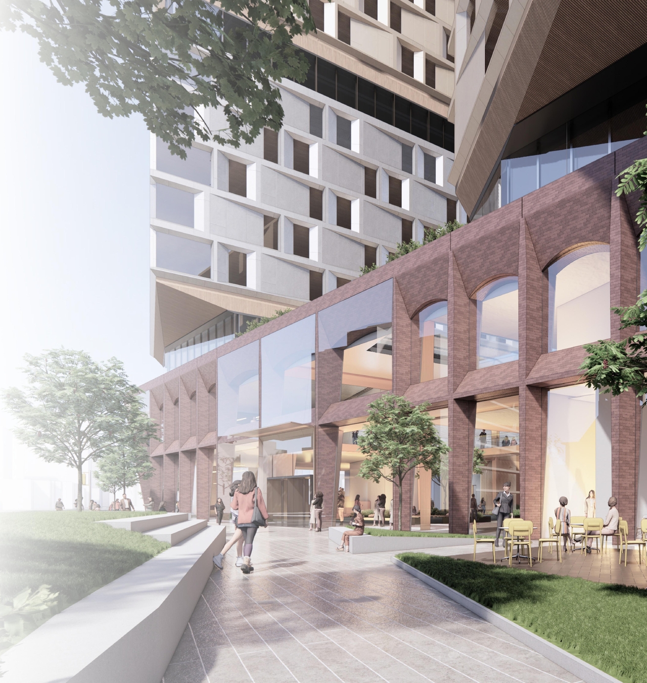 Rendering of building from page 3 of the file '2024-05-07 - Special Design Review Panel Presentation - D01-01-20-0019'