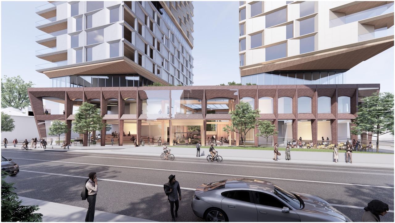Rendering of building from page 38 of the file '2024-05-07 - Special Design Review Panel Presentation - D01-01-20-0019'