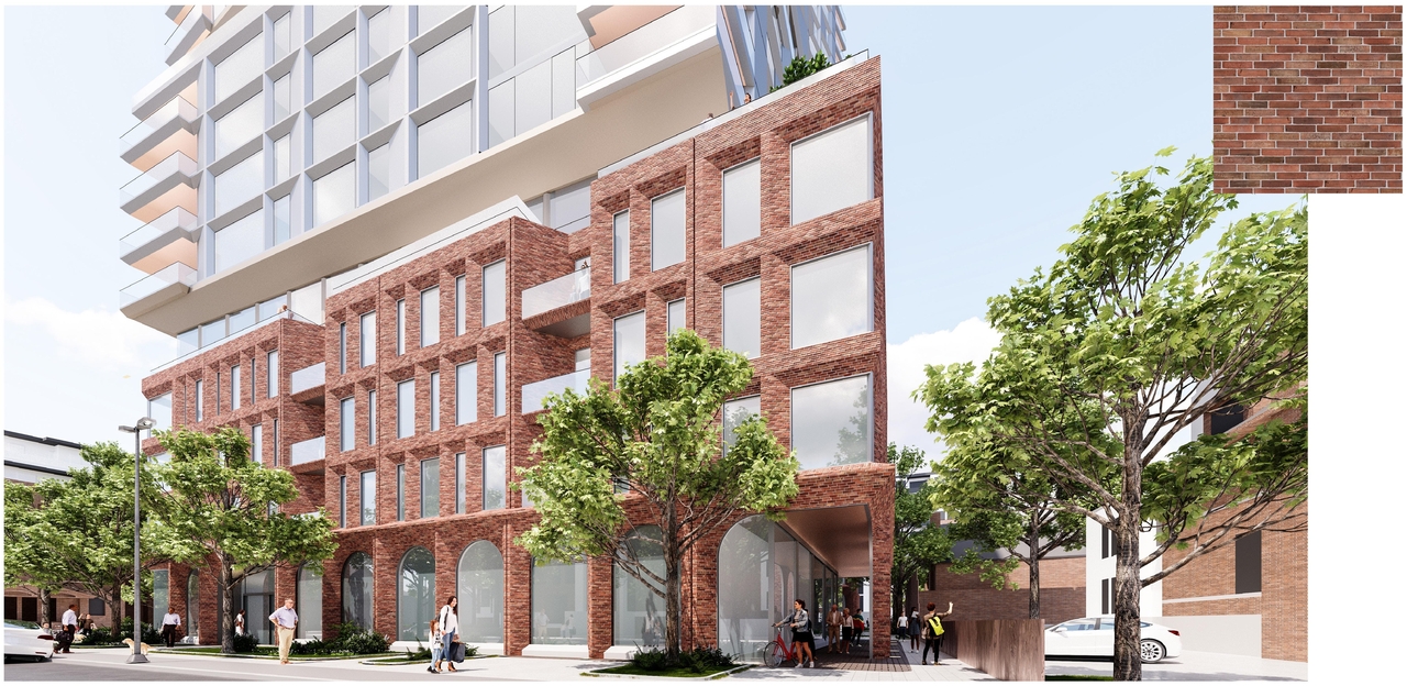 Rendering of building from page 22 of the file '2025-12-04 - Design Brief - D01-01-20-0019'