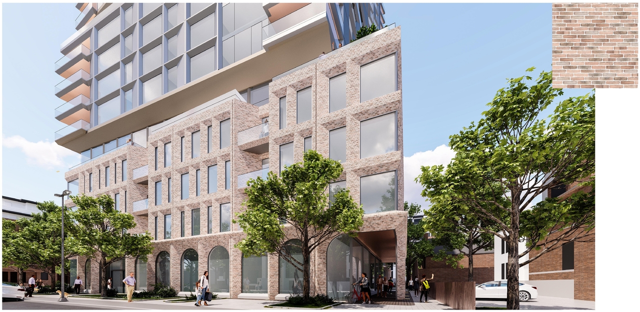 Rendering of building from page 23 of the file '2025-12-04 - Design Brief - D01-01-20-0019'