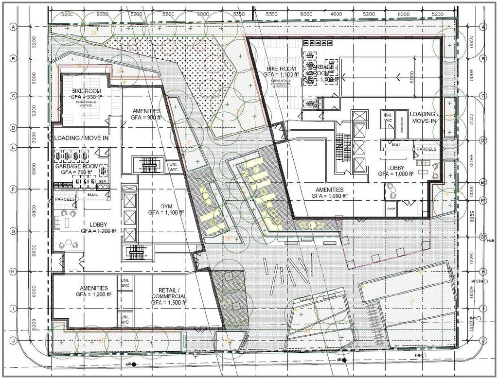 Construction site plan for project from page 1 of the file 'Special Design Review Recommendations FR - Jan 15 2021'