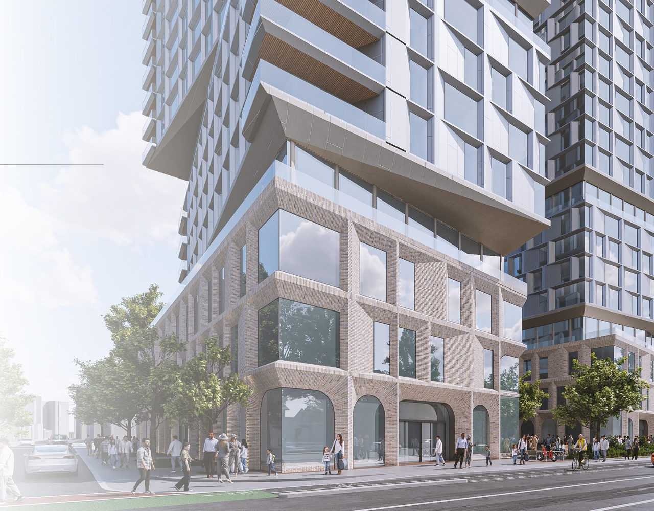 Rendering of building from page 3 of the file '2025-02-24 - Design Brief - D01-01-20-0019 & D02-02-20-0101'
