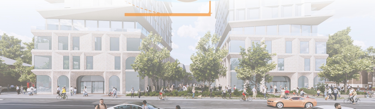 Rendering of building from page 8 of the file '2025-02-24 - Design Brief - D01-01-20-0019 & D02-02-20-0101'
