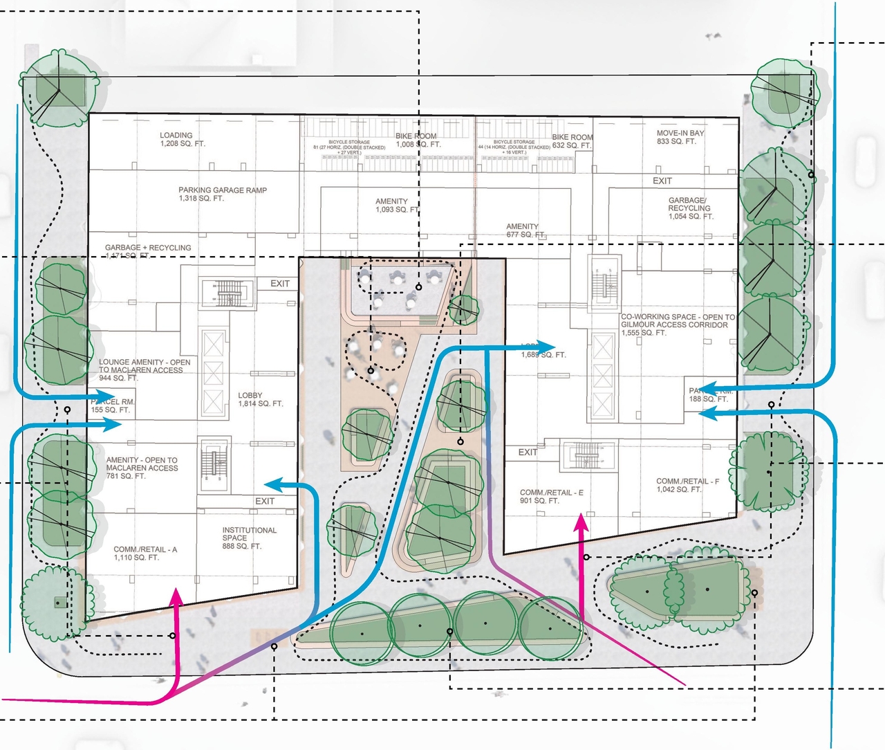 Construction site plan for project from page 37 of the file '2025-02-24 - Design Brief - D01-01-20-0019 & D02-02-20-0101'