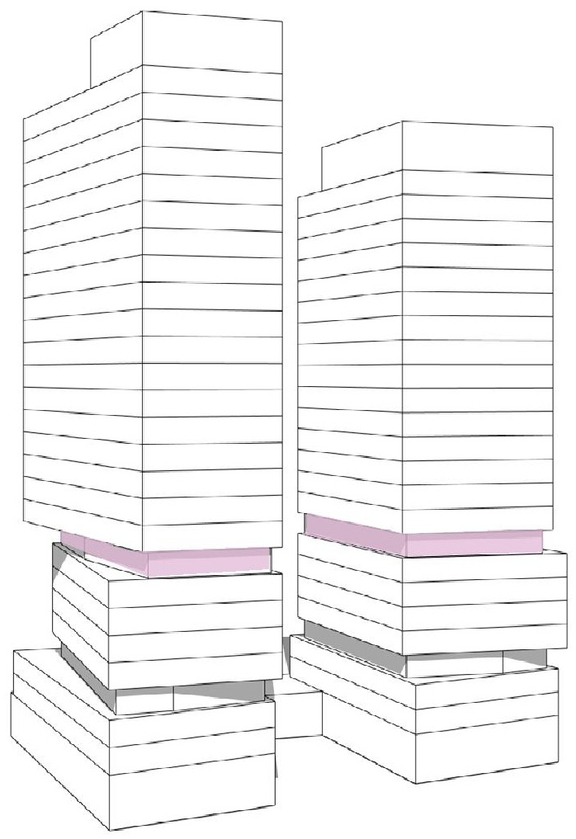 Rendering of building from page 53 of the file '2025-02-24 - Design Brief - D01-01-20-0019 & D02-02-20-0101'