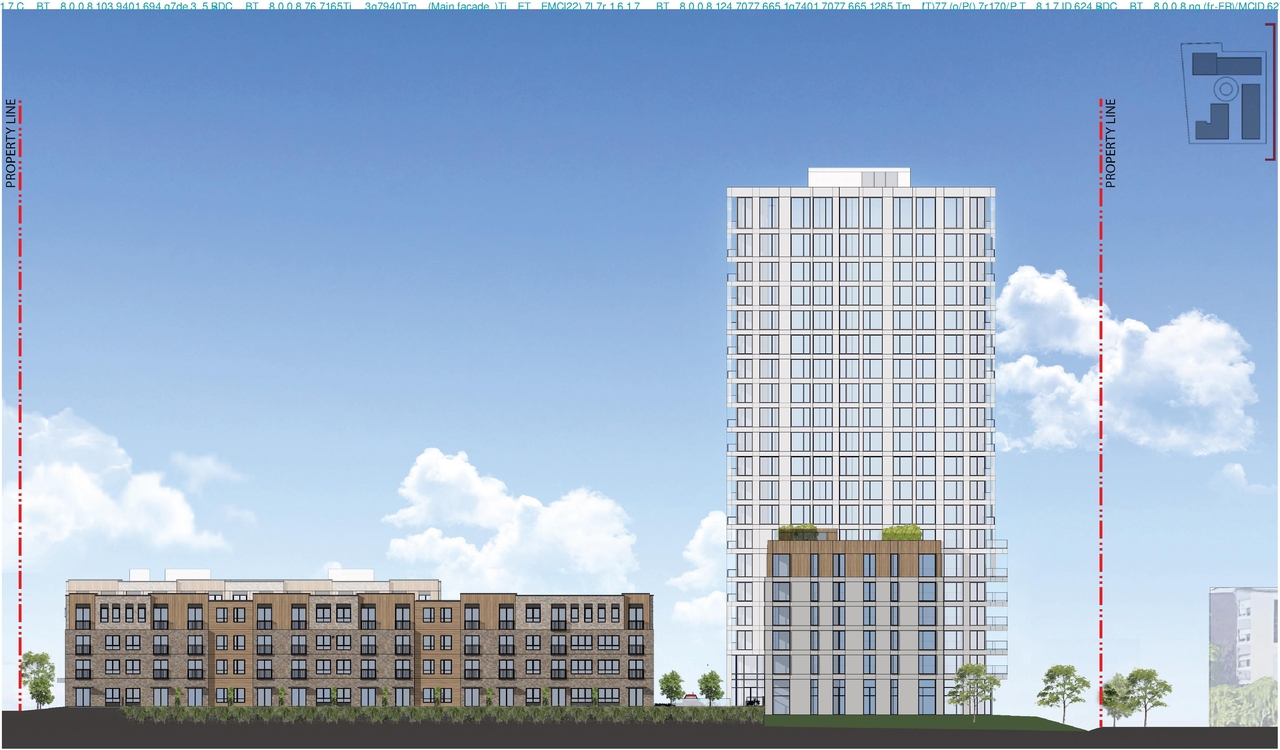 Rendering of building from page 51 of the file '2022-08-05 - Design Brief - D01-01-21-0008'