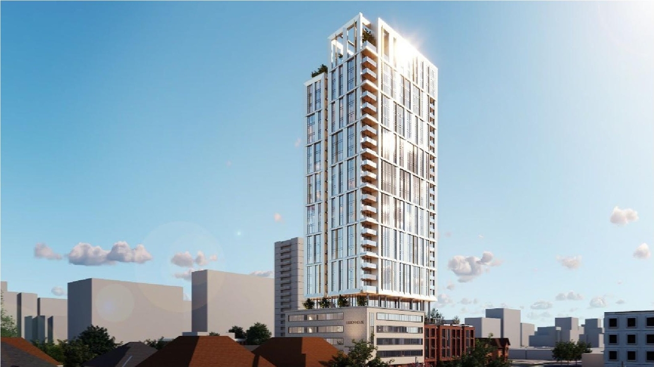 Rendering of building from page 8 of the file '2023-08-01 - Design Brief Revision No 2 - D01-01-21-0015'