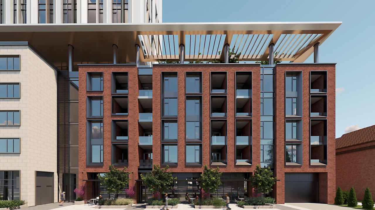 Rendering of building from page 6 of the file '2023-03-20 - Rendered Views - D01-01-21-0015'