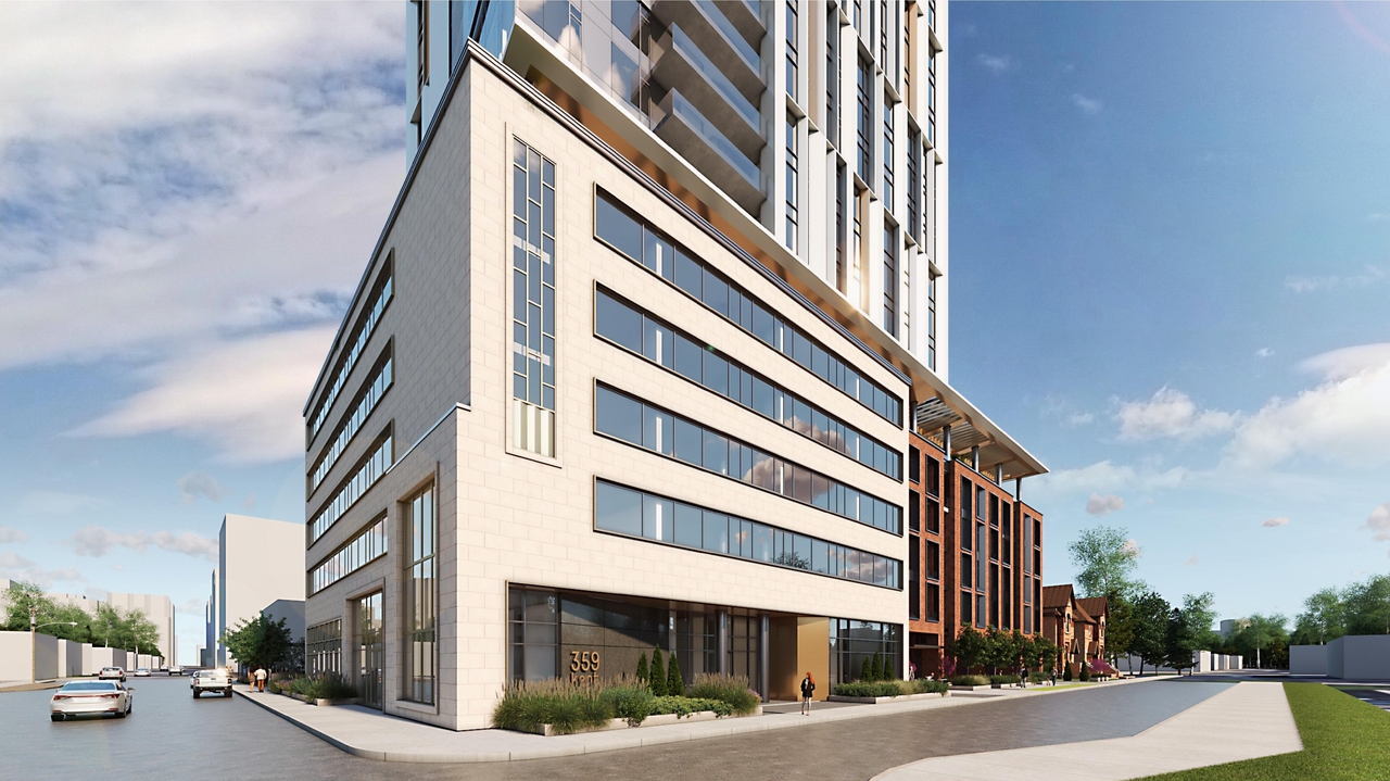 Rendering of building from page 8 of the file '2023-03-20 - Rendered Views - D01-01-21-0015'