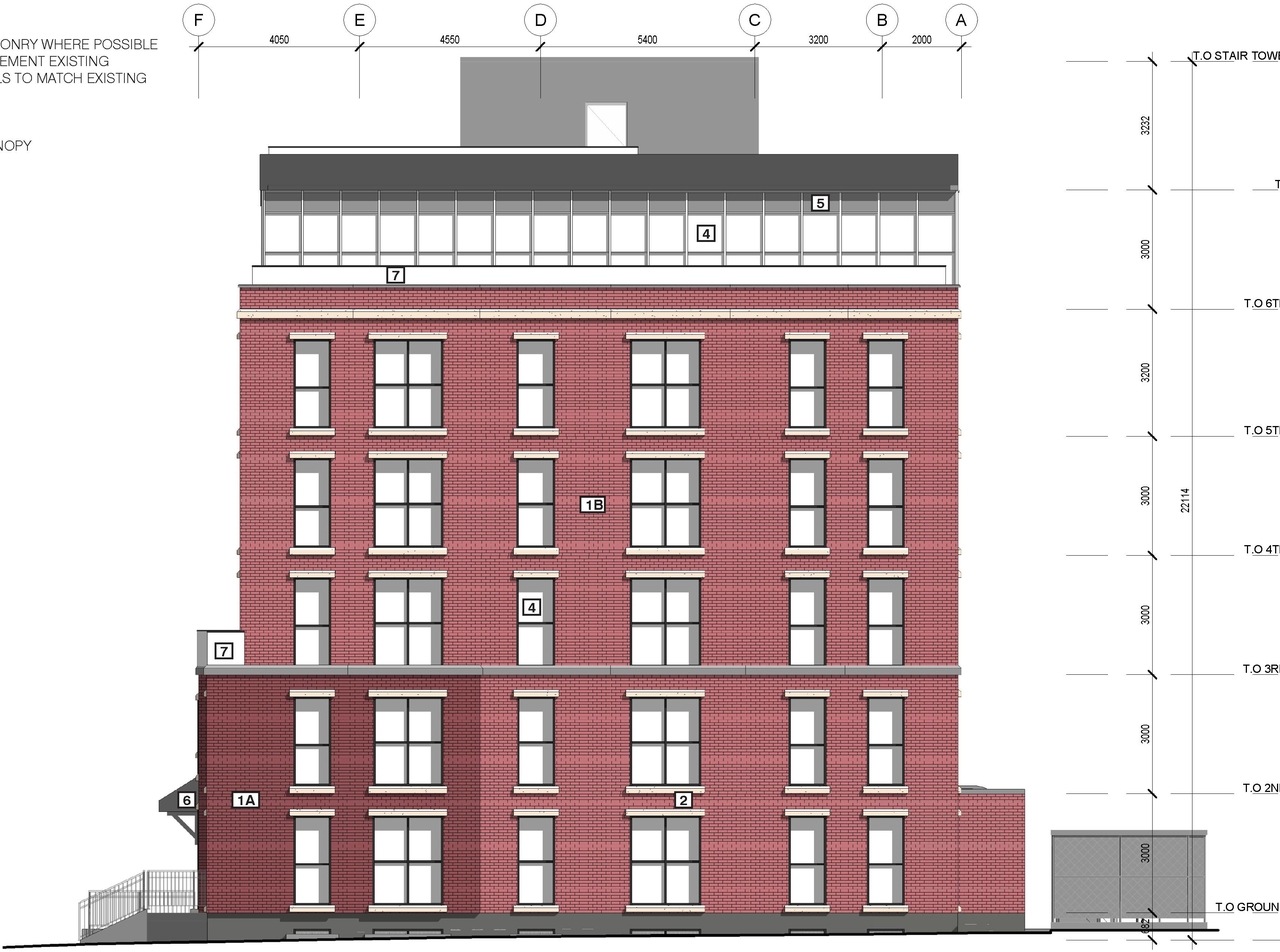 Rendering of building from page 24 of the file '2021-09-15 - Design Brief - D01-01-21-0016'