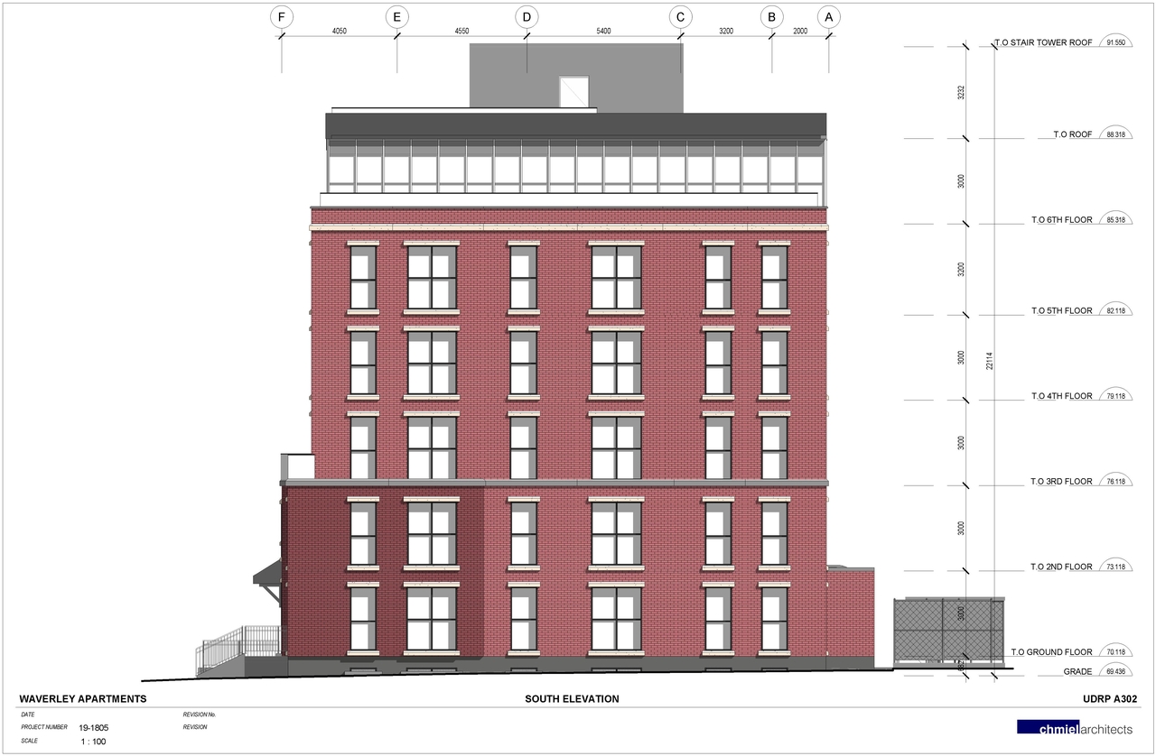 Rendering of building from page 10 of the file '2021-09-15 - Floor Plans and Building Elevations - D01-01-21-0016'