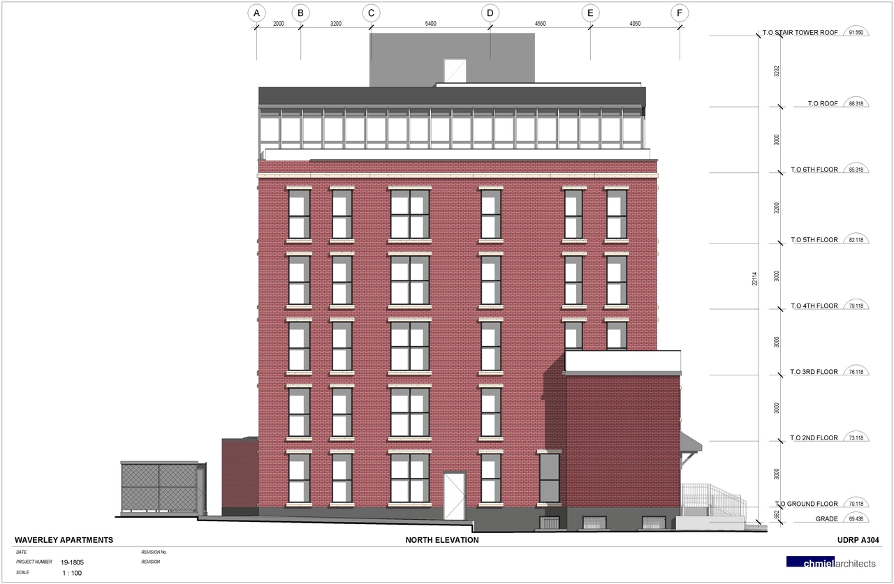 Rendering of building from page 12 of the file '2021-09-15 - Floor Plans and Building Elevations - D01-01-21-0016'