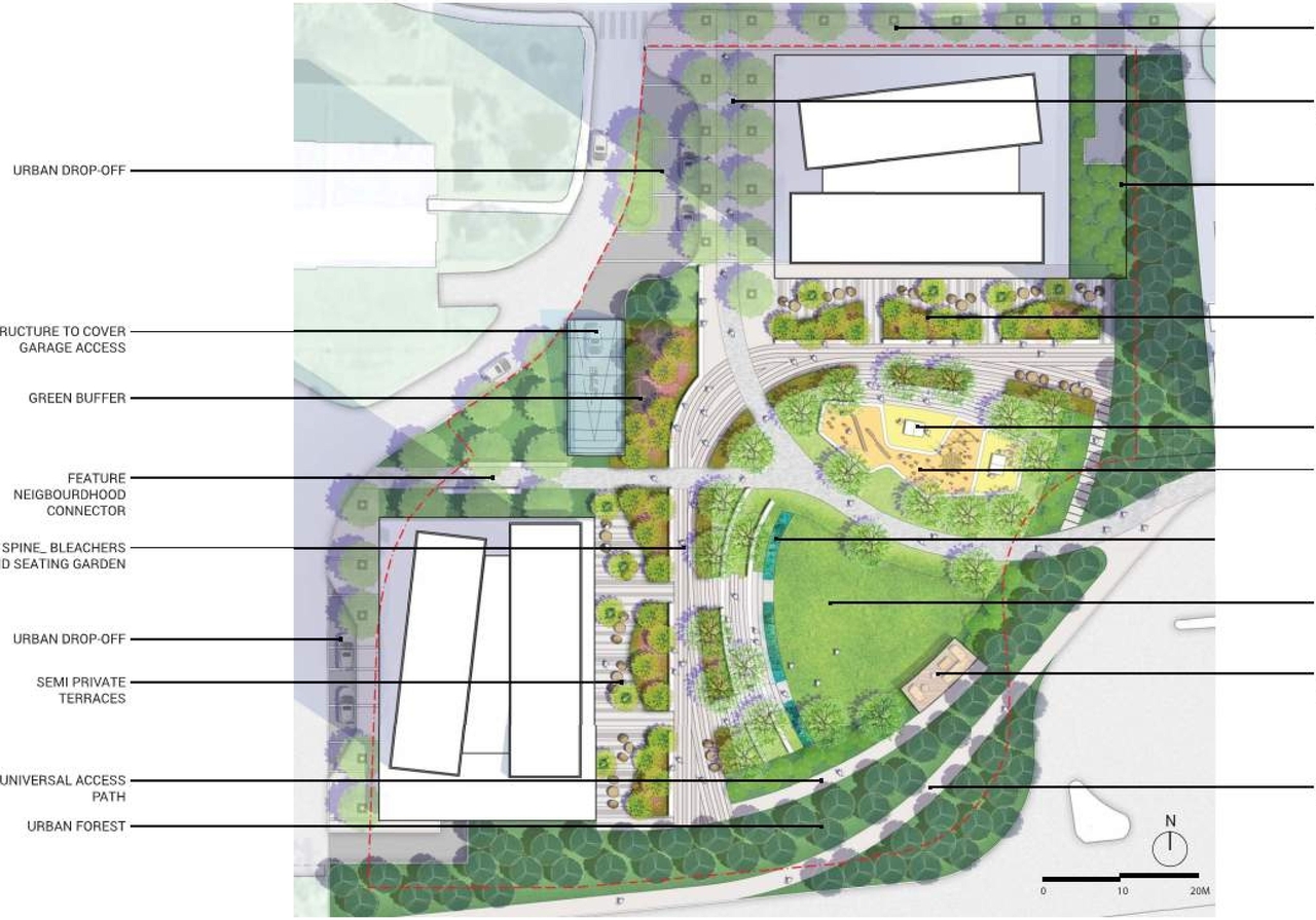 Construction site plan for project from page 17 of the file '2023-12-21 - Urban Design Review Drawing Package - D01-01-22-0004'