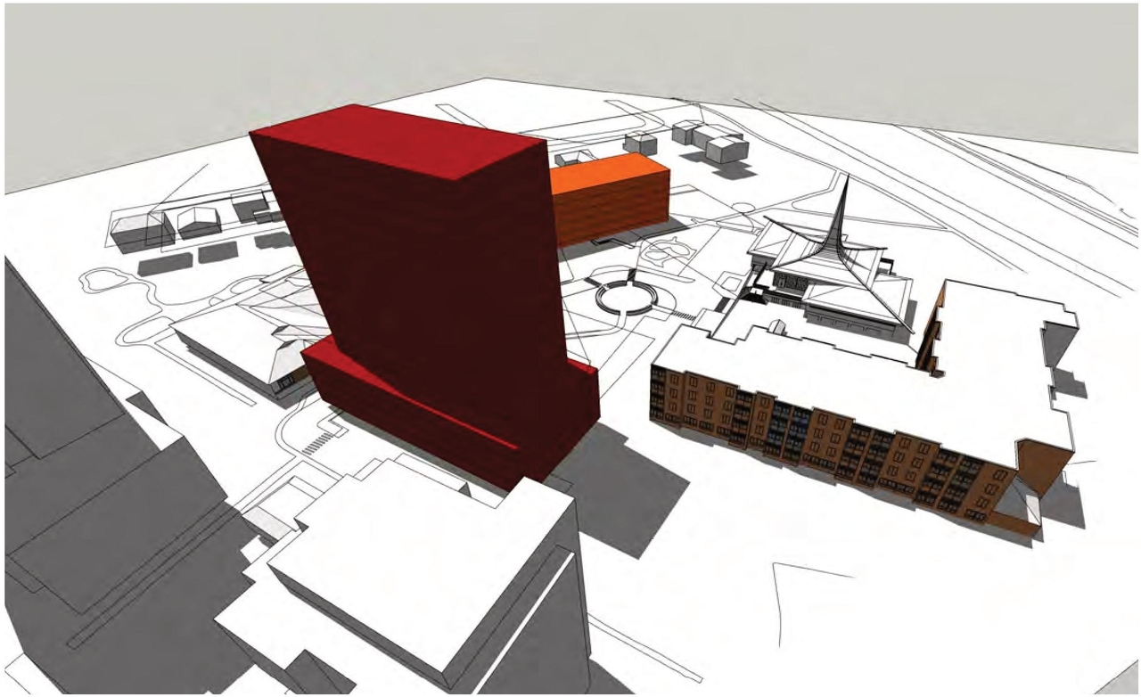Rendering of building from page 54 of the file '2024-06-21 - Design Brief - D01-01-23-0014'