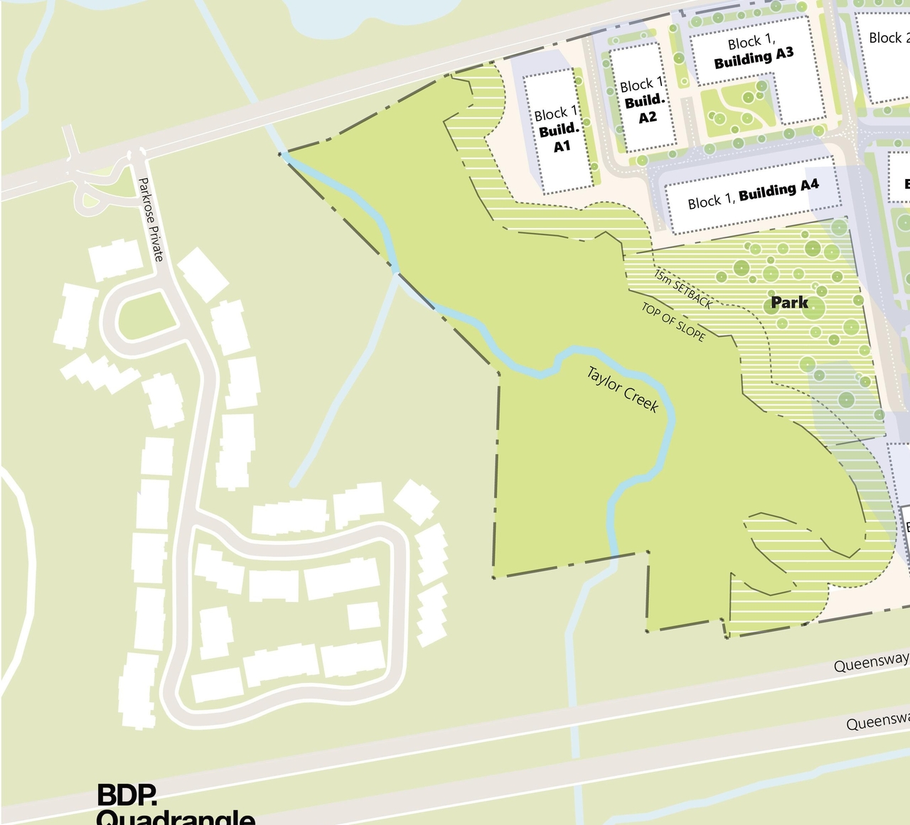 Construction site plan for project from page 7 of the file '2023-12-28 - Petrie Landing III Design Brief - D01-01-23-0018'