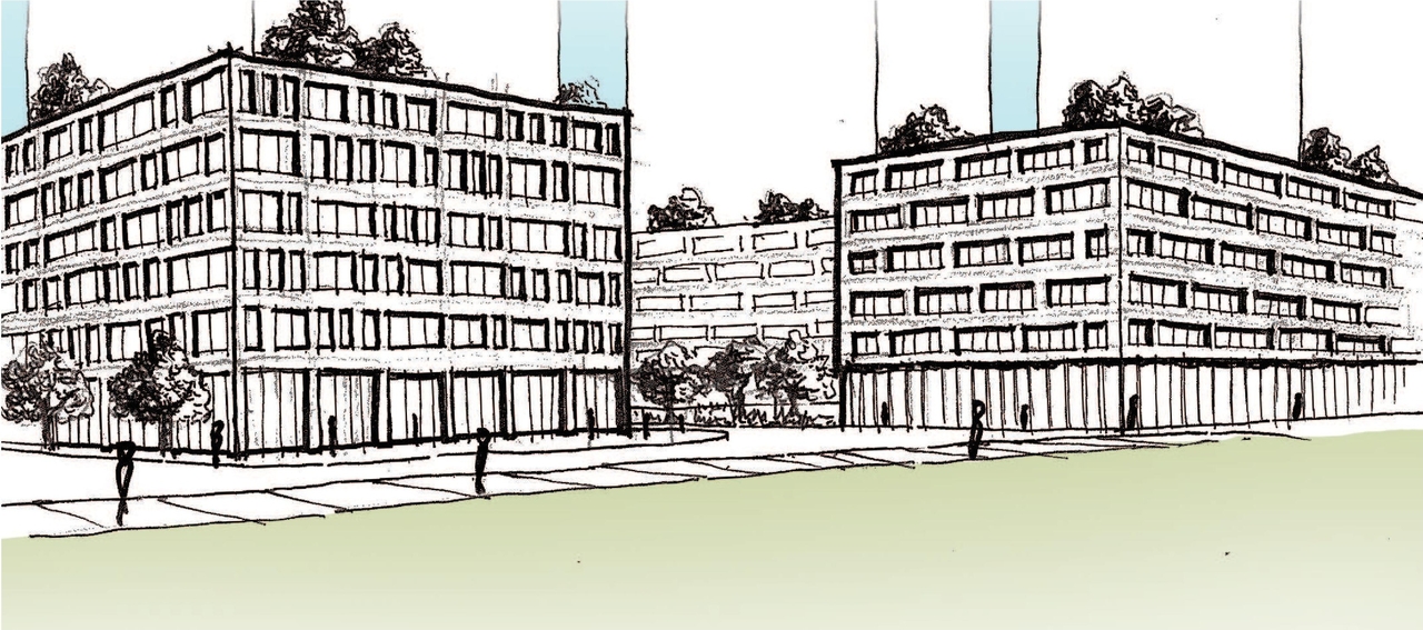 Rendering of building from page 20 of the file '2023-12-28 - Petrie Landing III Design Brief - D01-01-23-0018'