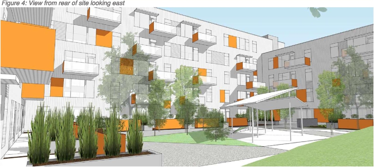 Rendering of building from page 7 of the file '2024-05-03 - Urban Design Brief - D01-01-24-0006'