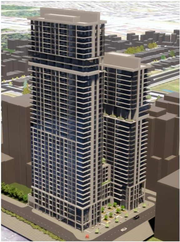 Rendering of building from page 21 of the file '2024-06-19 - Design Brief - D01-01-24-0014'