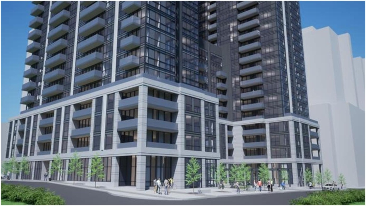 Rendering of building from page 23 of the file '2024-06-19 - Design Brief - D01-01-24-0014'