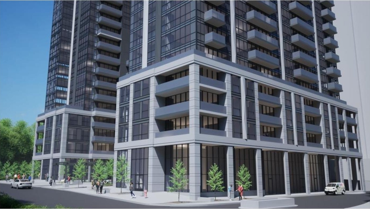 Rendering of building from page 23 of the file '2024-06-19 - Design Brief - D01-01-24-0014'