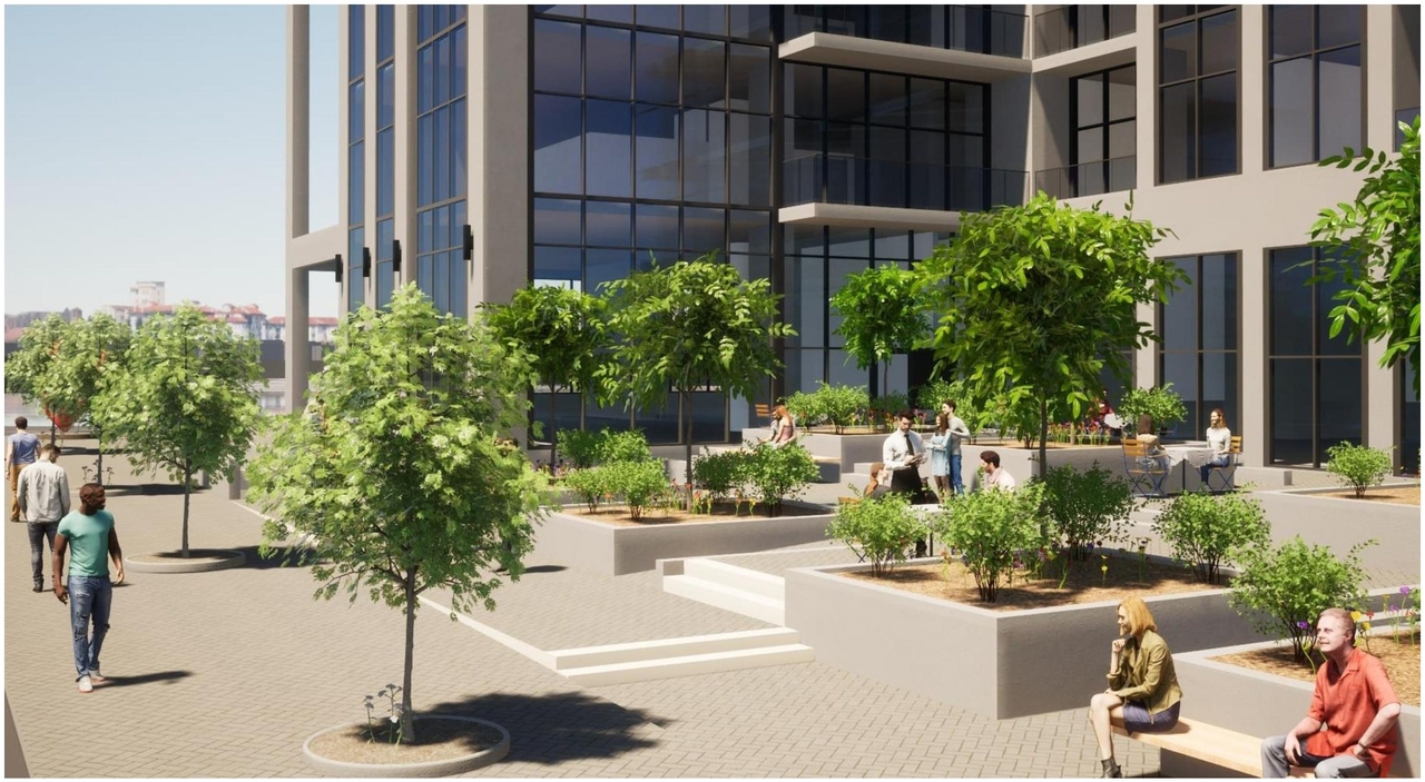 Rendering of building from page 11 of the file '2024-06-19 - Urban Design Review Panel Report - D01-01-24-0014'