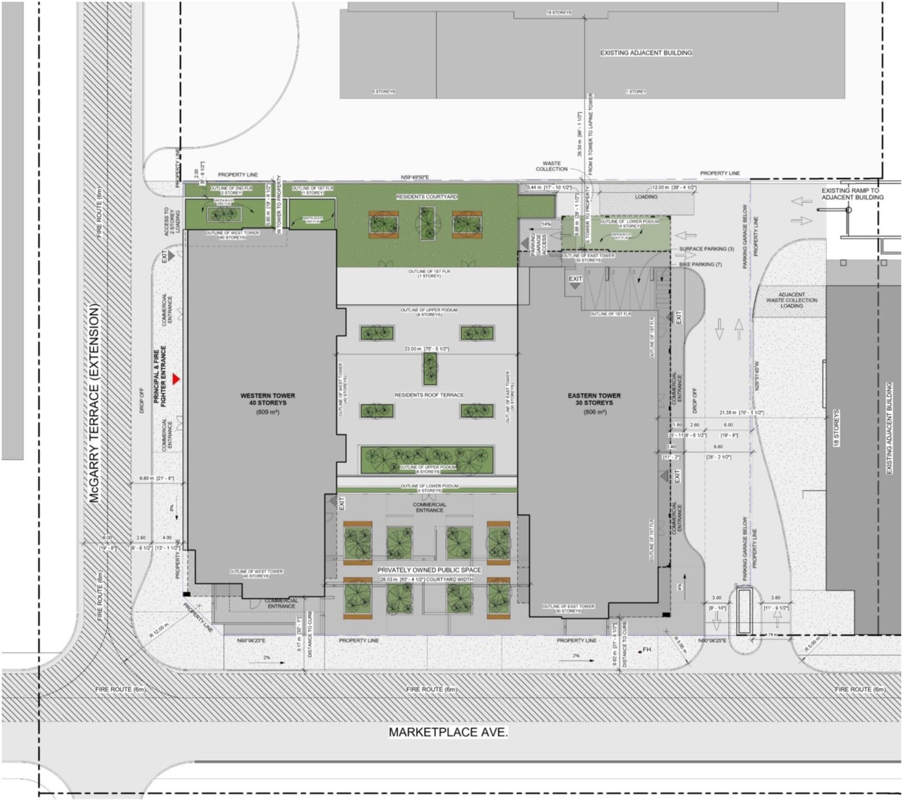 Construction site plan for project from page 23 of the file '2024-06-19 - Urban Design Review Panel Report - D01-01-24-0014'