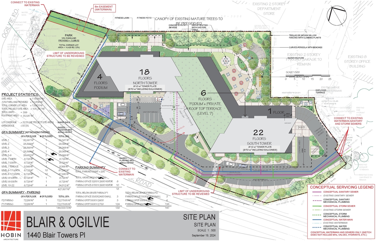 Construction site plan for project from page 54 of the file '2025-03-20 - Urban Design Brief - D01-01-24-0028'