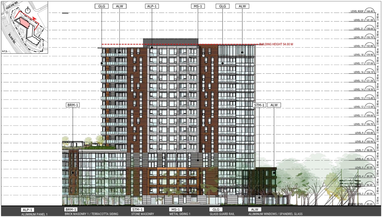 Rendering of building from page 55 of the file '2025-03-20 - Urban Design Brief - D01-01-24-0028'