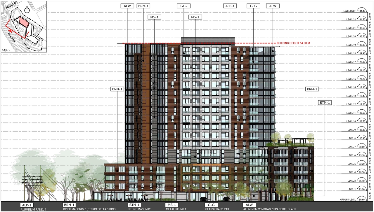 Rendering of building from page 58 of the file '2025-03-20 - Urban Design Brief - D01-01-24-0028'