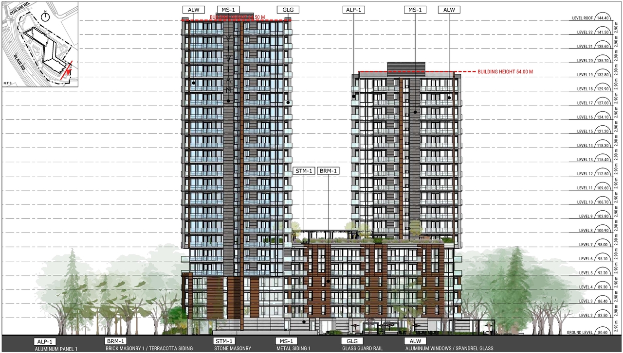 Rendering of building from page 60 of the file '2025-03-20 - Urban Design Brief - D01-01-24-0028'
