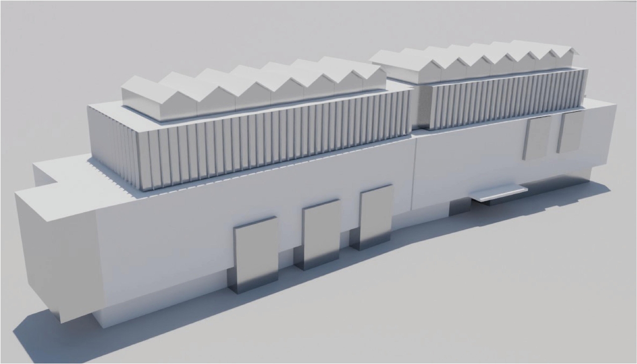 Rendering of building from page 63 of the file '2025-12-19 - Architectural & Urban Design Brief - D01-01-25-0026 & D02-02-25-0099'