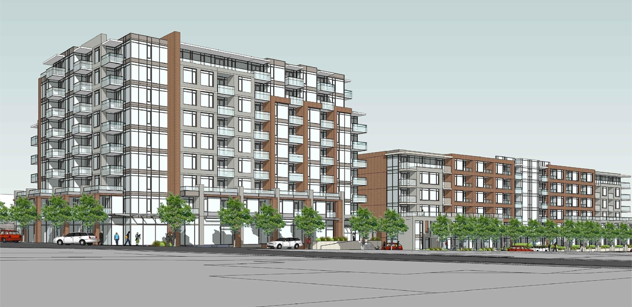Rendering of building from page 1 of the file 'Revised Streetscape View 1 D02-02-11-0102'