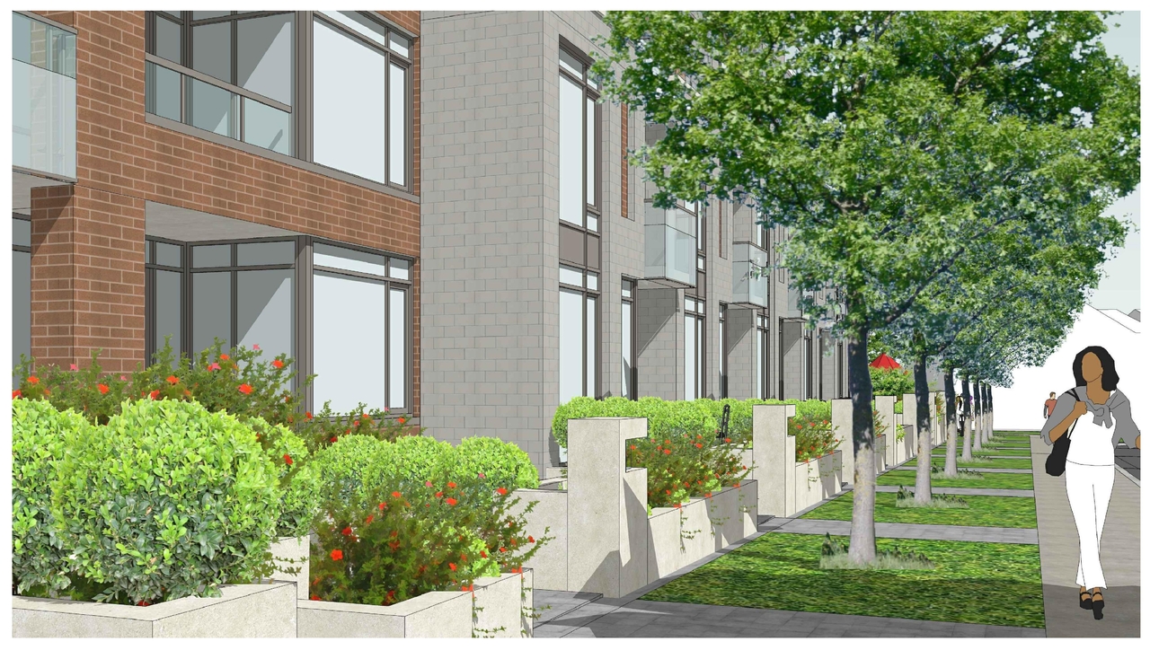 Rendering of building from page 1 of the file 'Revised Streetscape View 3 D02-02-11-0102'