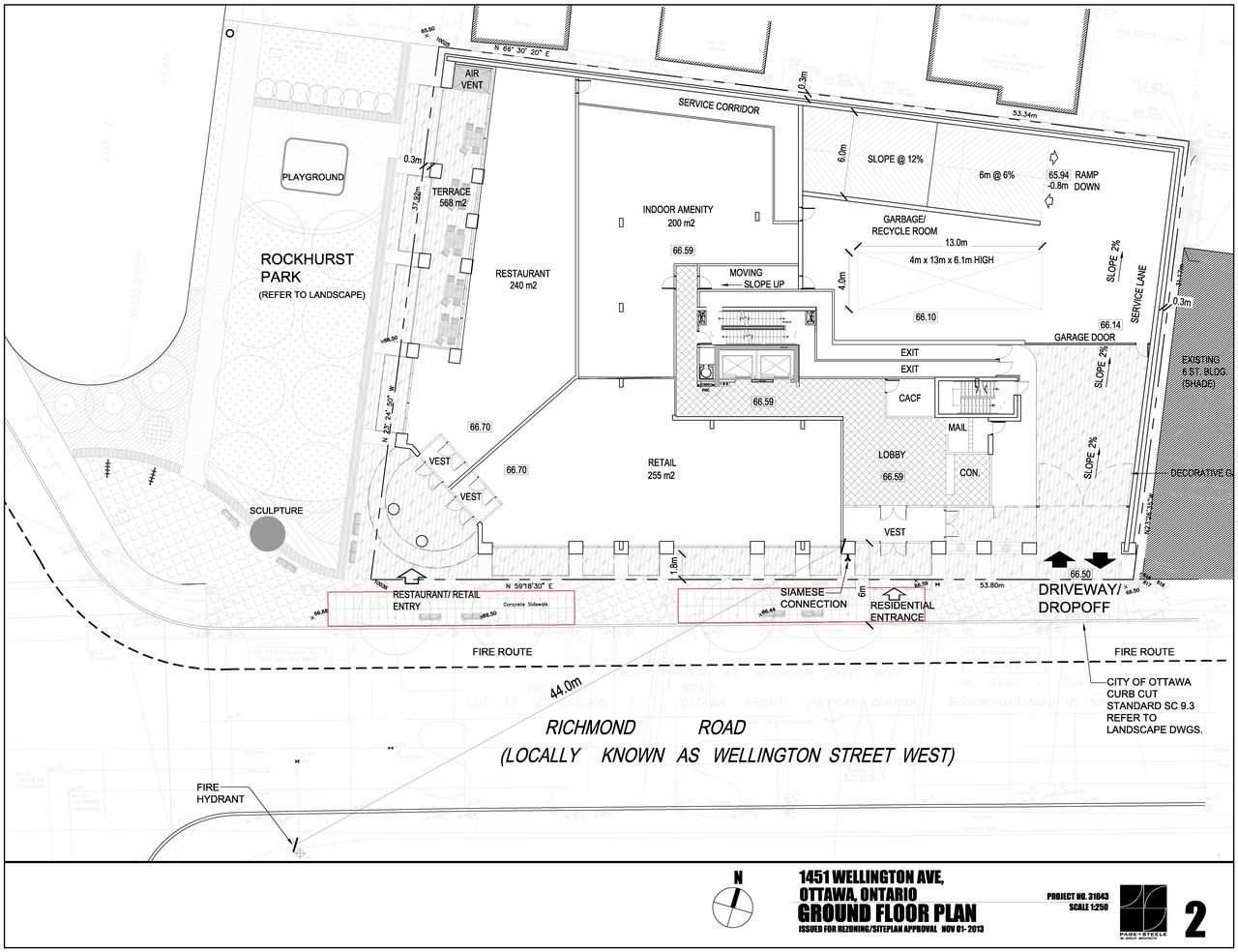Construction site plan for project from page 1 of the file 'D02-02-13-0116 Floor Plans'