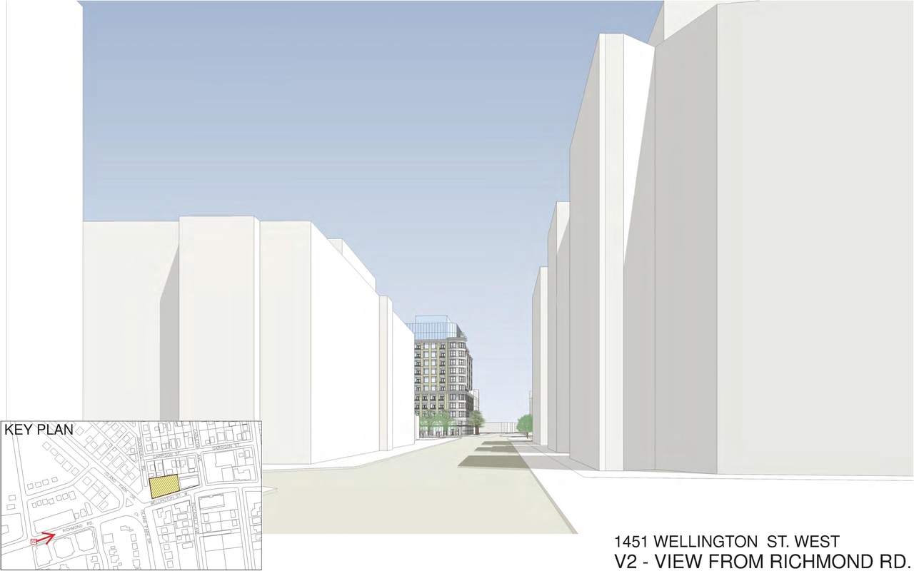 Rendering of building from page 2 of the file 'D02-02-13-0116 Perspective Views - April 2014'