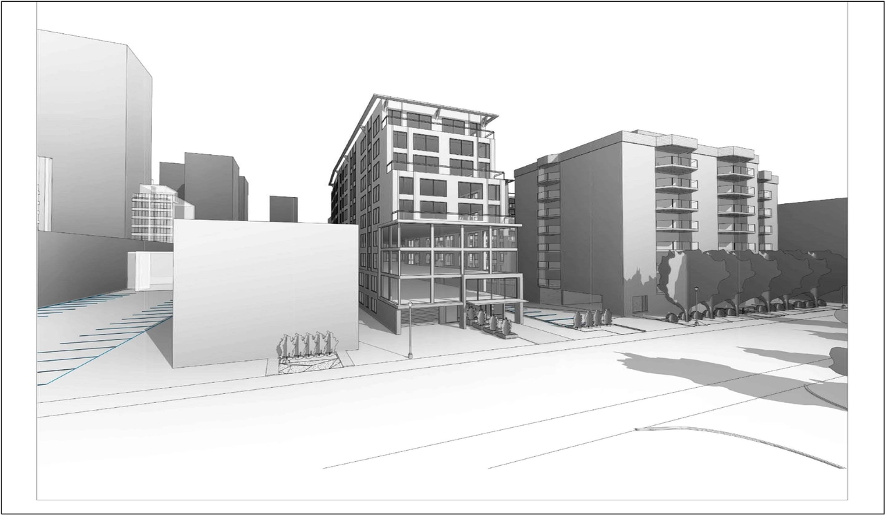 Rendering of building from page 18 of the file '2017-12-13 - Design Brief - D02-02-17-114'