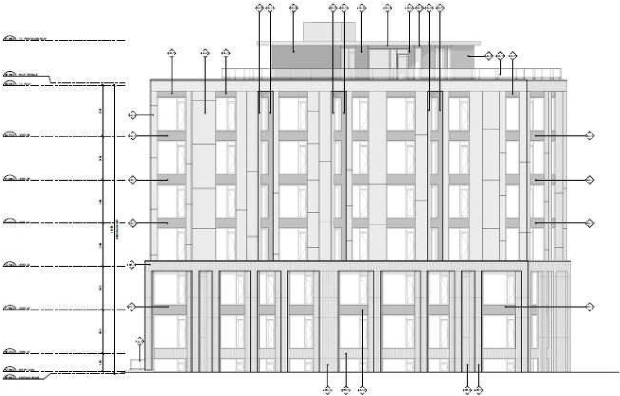 Rendering of building from page 18 of the file '2025-08-07 - Urban Design Brief - D02-02-17-0131'