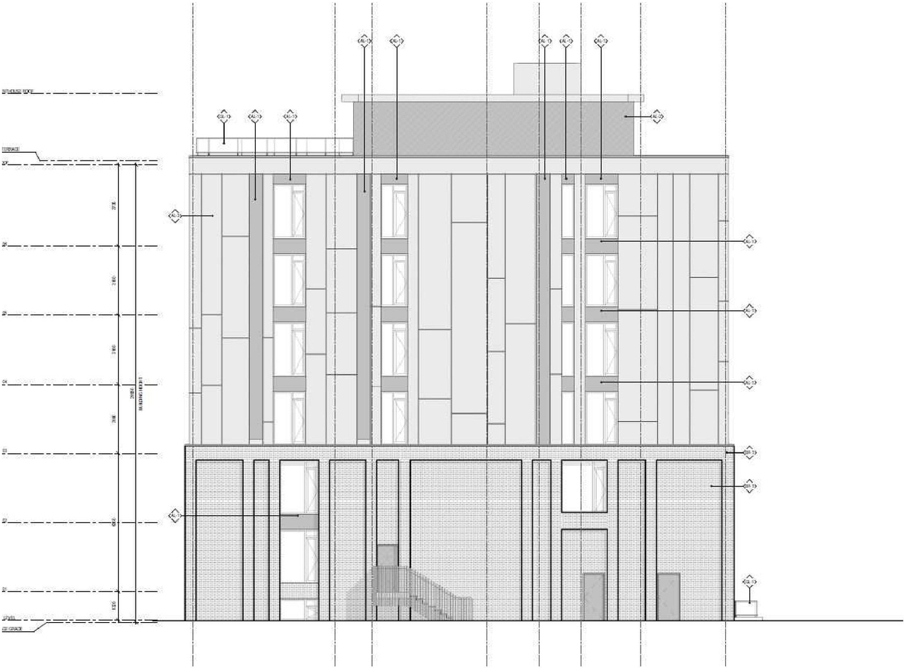 Rendering of building from page 18 of the file '2025-08-07 - Urban Design Brief - D02-02-17-0131'