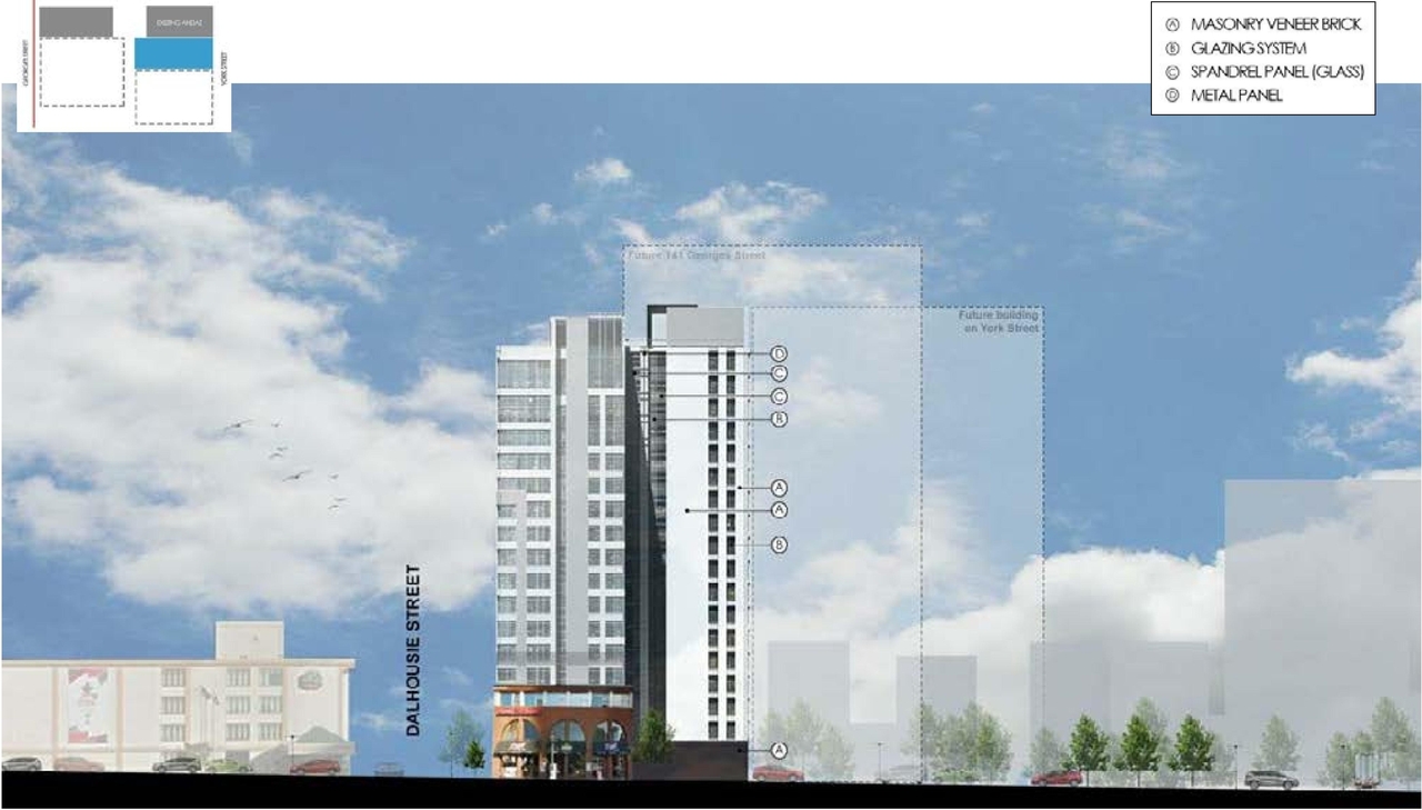 Rendering of building from page 28 of the file '2018_06_07_Urban Design Review Panel Submission'