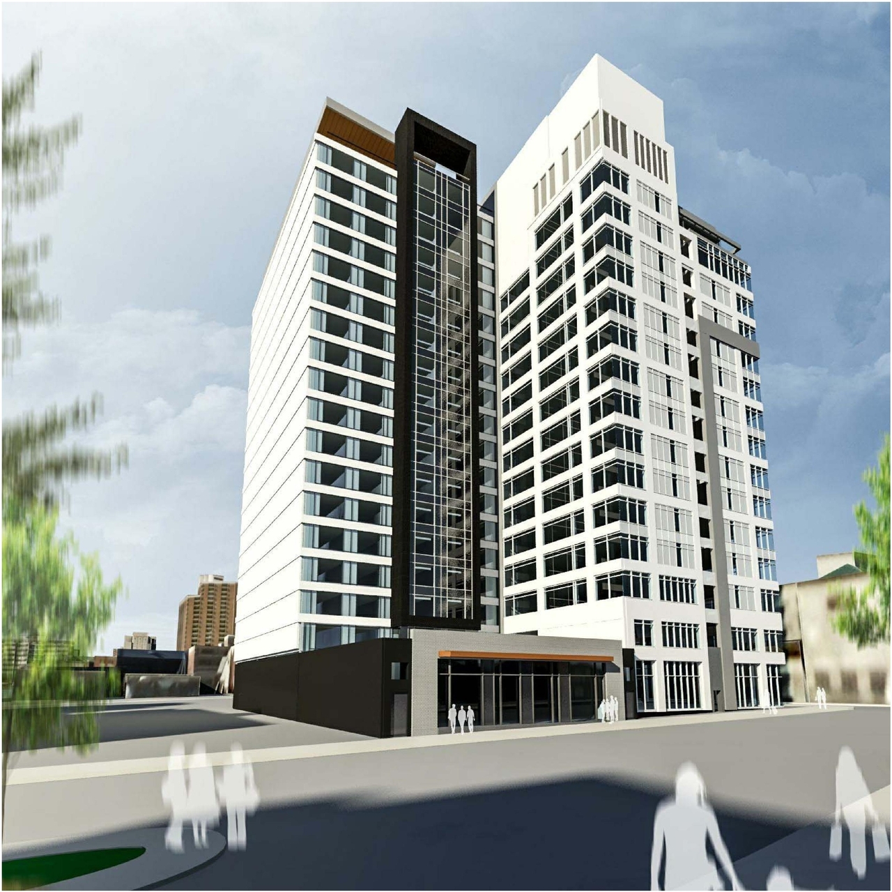 Rendering of building from page 16 of the file '2018_04_23 - Design Brief - D02-02-18-0038'