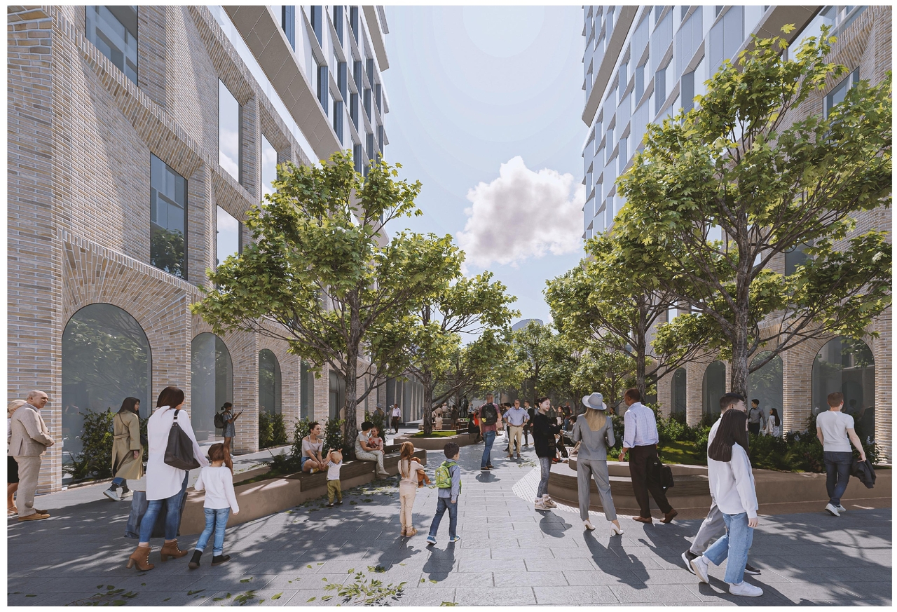 Rendering of building from page 10 of the file '2025-09-03 - SDRP Design Brief - Package 3 - D02-02-20-0101'
