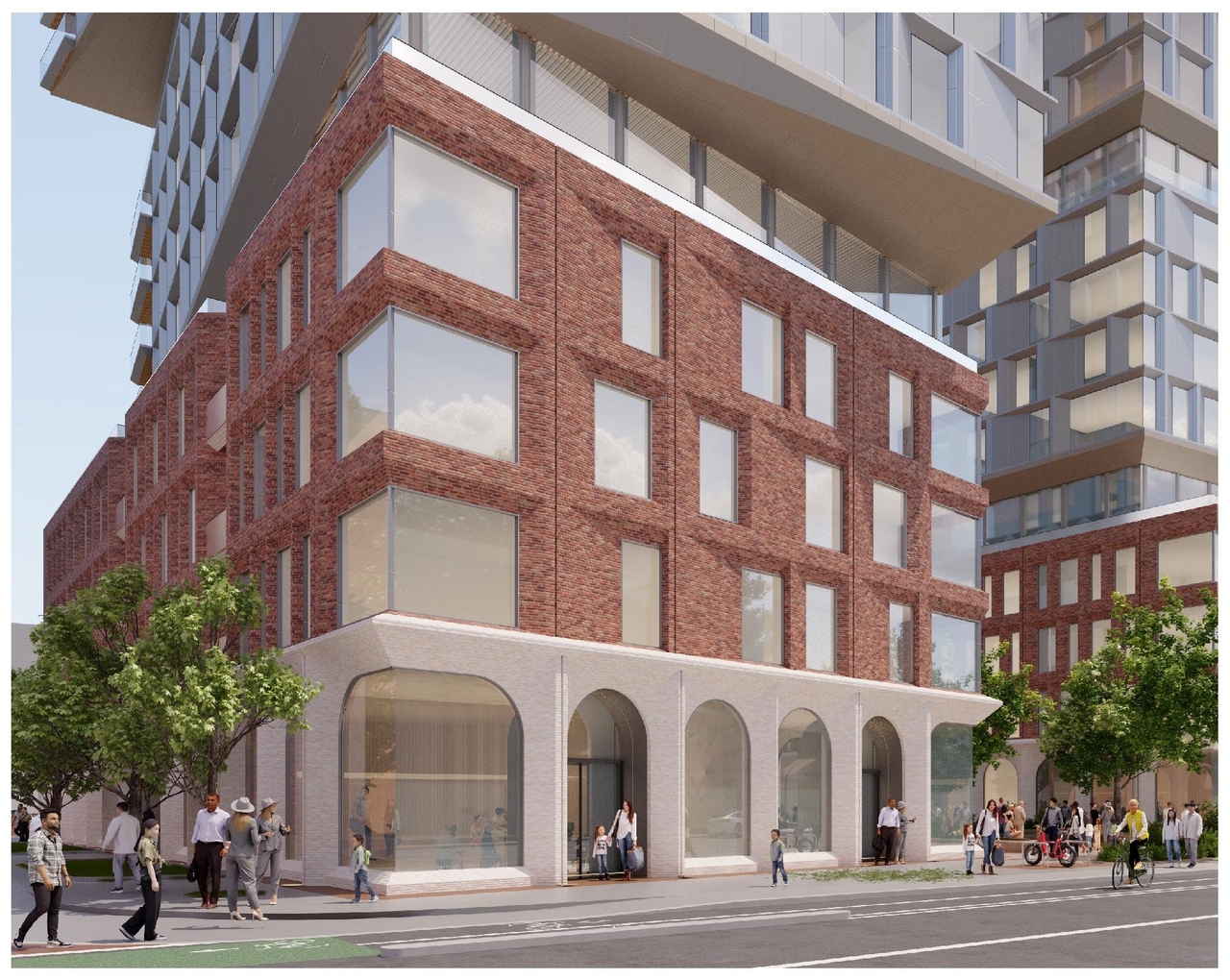 Rendering of building from page 26 of the file '2025-09-03 - SDRP Design Brief - Package 3 - D02-02-20-0101'